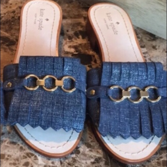 Kate Spade BRIE BLUE Denium SLIDE SANDALS size 10 - Picture 5 of 5